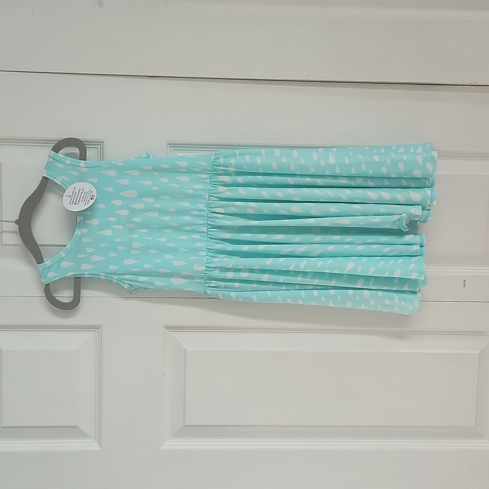 NWT Dot Dot Smile Teal with Rain Drops Tank Top Twirl Dress
